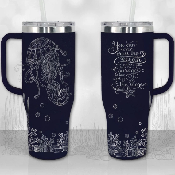 Jellyfish Ocean Motivational Quote  30oz or 40oz Tumbler with Handle, Best Gifts NVA