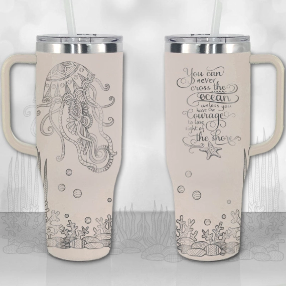 Jellyfish Ocean Motivational Quote  30oz or 40oz Tumbler with Handle, Best Gifts NVA