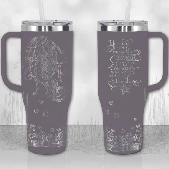 Jellyfish Ocean Motivational Quote  30oz or 40oz Tumbler with Handle, Best Gifts NVA