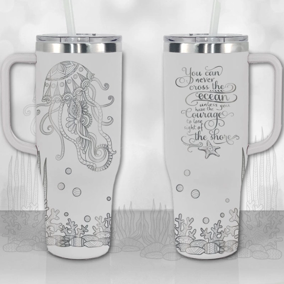 Jellyfish Ocean Motivational Quote  30oz or 40oz Tumbler with Handle, Best Gifts NVA