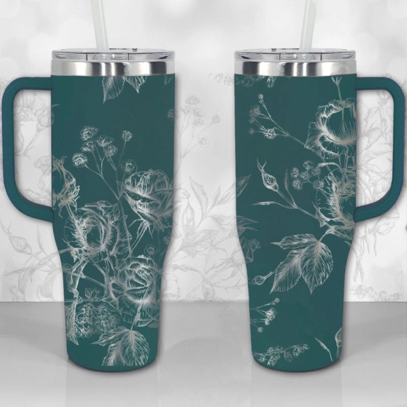 30oz or 40oz Tumbler Wild Roses and Flowers Line Art Pattern Best Gifts NVA