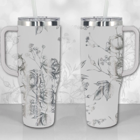 30oz or 40oz Tumbler Wild Roses and Flowers Line Art Pattern Best Gifts NVA
