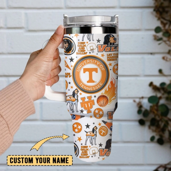 University of Tennessee Custom  Quencher 30oz or 40oz Stainless Steel Tumbler With Handle,  Best gifts for Friend Family NVA