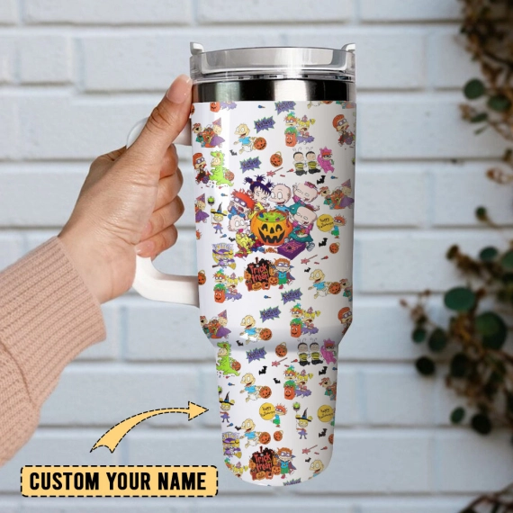 Nickelodeon Rugrats Halloween Cartoon Custom  Quencher 30oz or 40oz Stainless Steel Tumbler With Handle,  Best gifts for Friend Family NVA