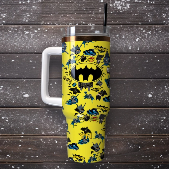Batman DC Comics Superhero Films Custom 30oz or 40oz Quencher Stainless Steel Tumbler With Handle, Best Gift Idea NVA, Best Gift Idea NVA