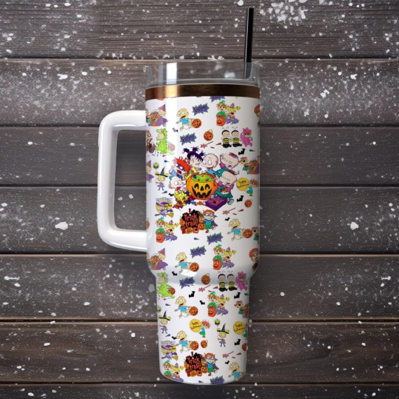 Nickelodeon Rugrats Halloween Cartoon Custom  Quencher 30oz or 40oz Stainless Steel Tumbler With Handle,  Best gifts for Friend Family NVA