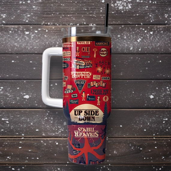 Stranger Things TV Series Custom Quencher 30oz Or 40oz Stainless Steel Tumbler With Handle HG