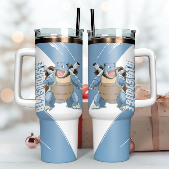 Blastoise Pokemon Anime Custom Quencher 30oz Or 40oz Stainless Steel Tumbler With Handle HG