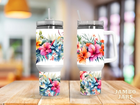 30oz or 40oz Quencher Tumbler Tropical Floral LN Flowers Lovers