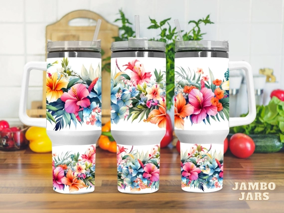 30oz or 40oz Quencher Tumbler Tropical Floral LN Flowers Lovers