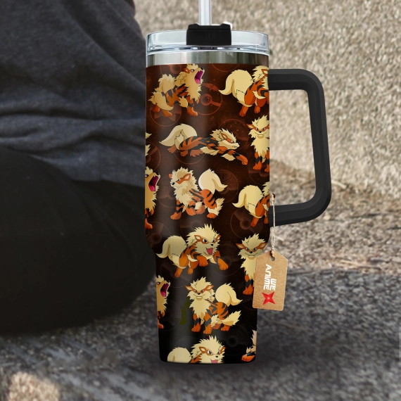 Arcanine Pokemon Anime Custom   Quencher 30oz or 40oz Stainless Steel Tumbler With Handle HG