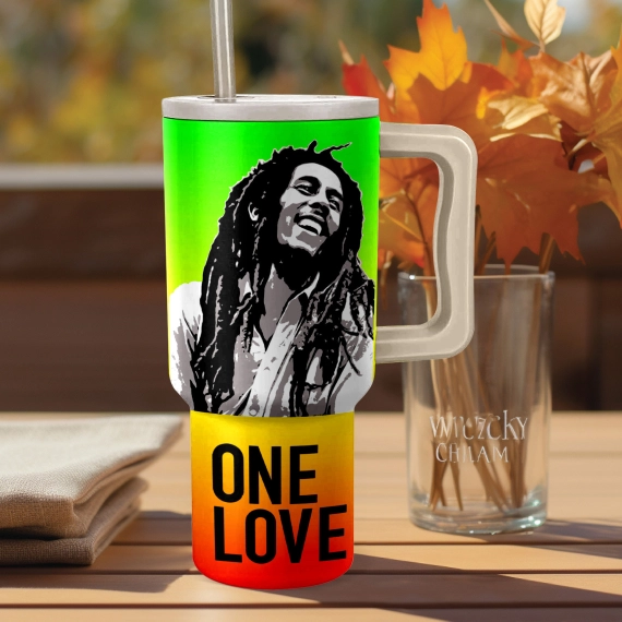 Bob Marley Music Custom Stanley Quencher 40oz Stainless Steel Tumbler HG With Handle