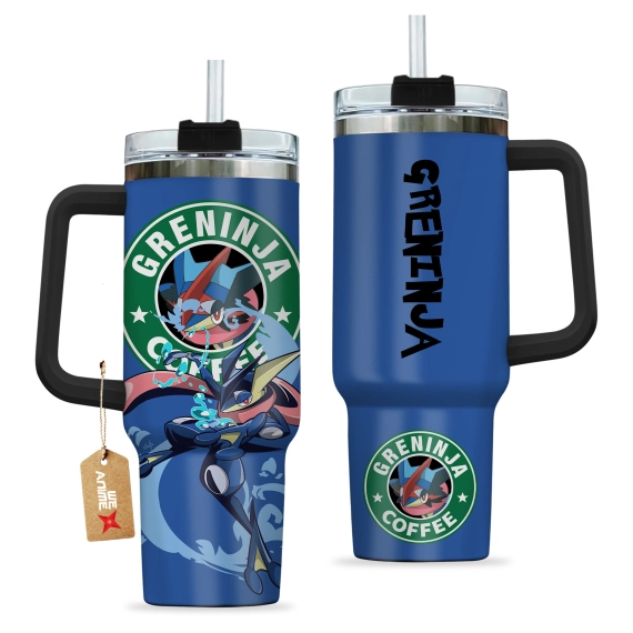 Greninja Coffee Pokemon Anime Custom   Quencher 30oz or 40oz Stainless Steel Tumbler With Handle HG