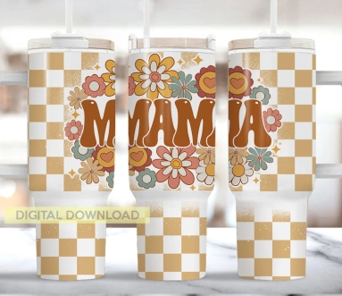 30oz or 40oz Quencher Tumbler Retro Mama Floral Gift For Her Him Birthday Gift LN Groovy Mama Mother's Day