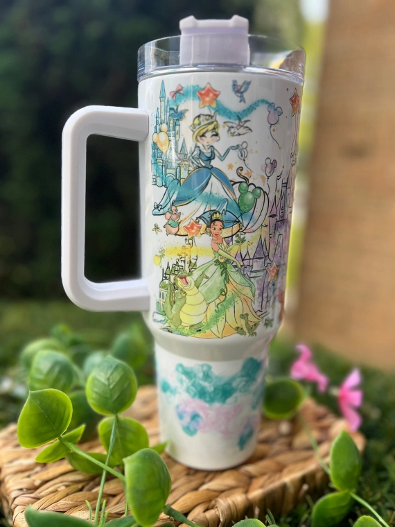 Disney Princesses 30oz or 40oz Tumbler Snow White, Cinderella, Aurora, Ariel, Belle, Jasmine, Mulan, Tiana and Pocahontas fan gift tumbler Gift girly Princess Birthday Anniversary Gift HFN