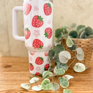 Strawberry  30oz or 40 oz| strawberry  40 oz tumbler | 40 oz tumbler| travel mug| Kawaii mug HG