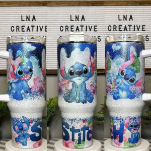 Disney Stitch 30oz or 40Oz Tumbler, Blue Stitch Ohana Coffee Tumbler, Lilo Stitch Insulated Tumbler HG