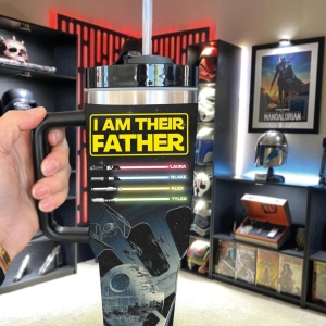 I Am Their Father Personalized Tumbler HG 40oz, Custom Kid Names Tumbler HG With Light Sabers, Movie Fan Father&#8217;s Day Gift, Personalized Daddy Cup