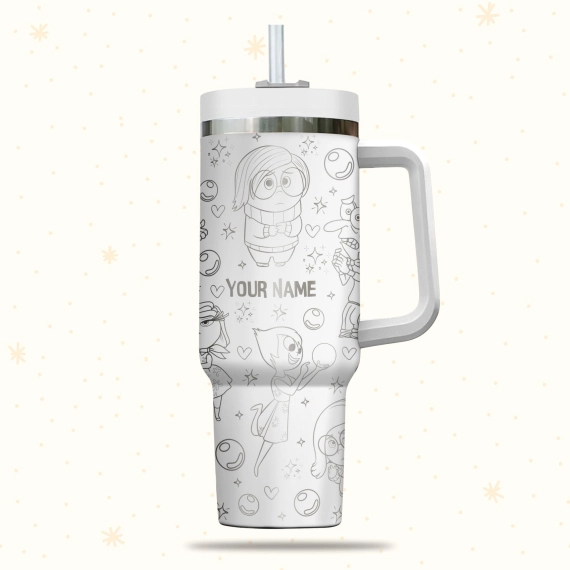 Inside Out Disney Cartoon  30oz or 40oz Quencher Stainless Steel Tumbler With Handle, Best Gift Idea NVA