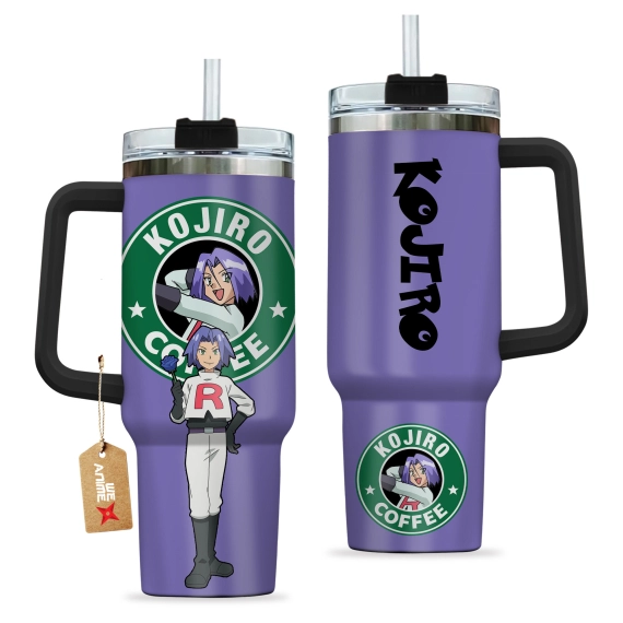 James Kojiro Coffee Pokemon Anime Custom   Quencher 30oz or 40oz Stainless Steel Tumbler With Handle HG