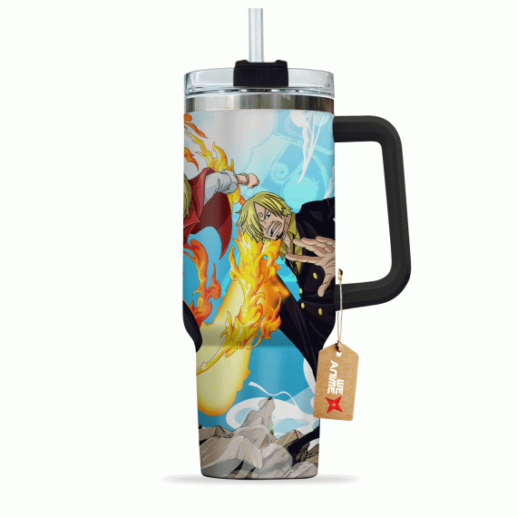 Sanji One Piece Anime Custom 30oz or 40oz Quencher Stainless Steel Tumbler With Handle, Best Gift Idea NVA, Best Gift Idea NVA