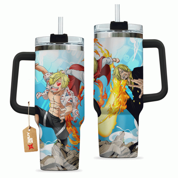 Sanji One Piece Anime Custom 30oz or 40oz Quencher Stainless Steel Tumbler With Handle, Best Gift Idea NVA, Best Gift Idea NVA