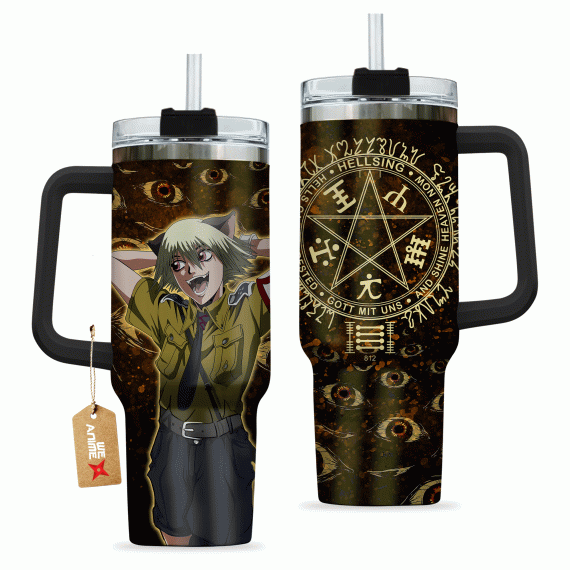 Schrodinger Hellsing Anime Custom 30oz or 40oz Quencher Stainless Steel Tumbler With Handle, Best Gift Idea NVA