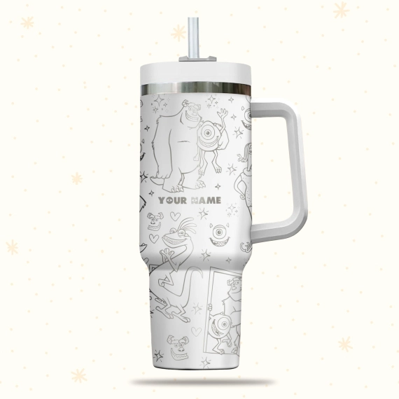 Sullivan And Mike Monster Inc Disney Cartoon Custom Stanley Quencher 30oz or 40oz Stainless Steel Tumbler With Handle HG