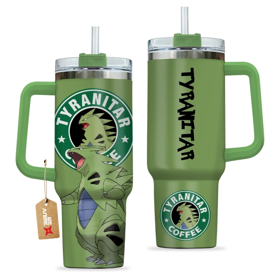 Tyranitar Coffee Pokemon Anime Custom   Quencher 30oz or 40oz Stainless Steel Tumbler With Handle HG