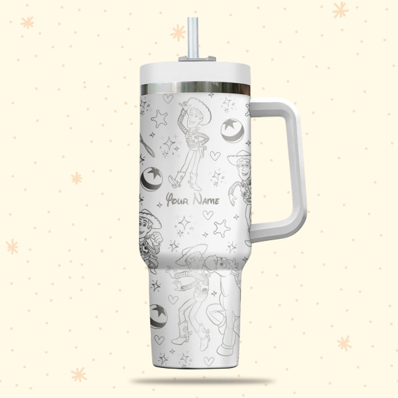 Woody Toy Story Disney Cartoon  30oz or 40oz Quencher Stainless Steel Tumbler With Handle, Best Gift Idea NVA