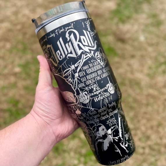 Country Music Jelly Roll Laser Engraved  Custom Stanley Quencher HG 30oz or 40oz Engraved  Stainless Steel Tumbler With Handle