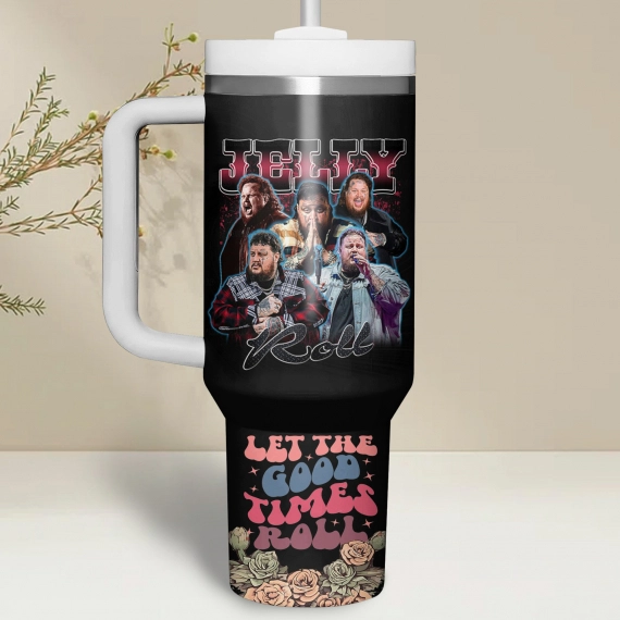 Jelly Roll Music Custom  Quencher 40oz Stainless Steel Tumbler HG With Handle
