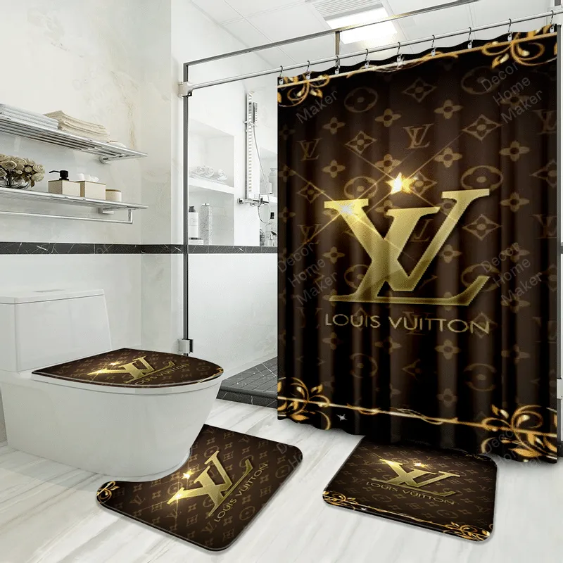 lv2 bathroom set Bath Rug Set and Shower Curtain luxury shower curtain luxury brand with logo lv2 47 HG