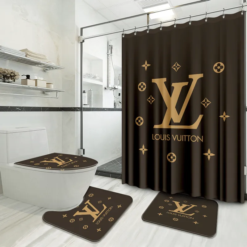 lv2 bathroom set Bath Rug Set and Shower Curtain luxury shower curtain luxury brand with logo lv2 HG