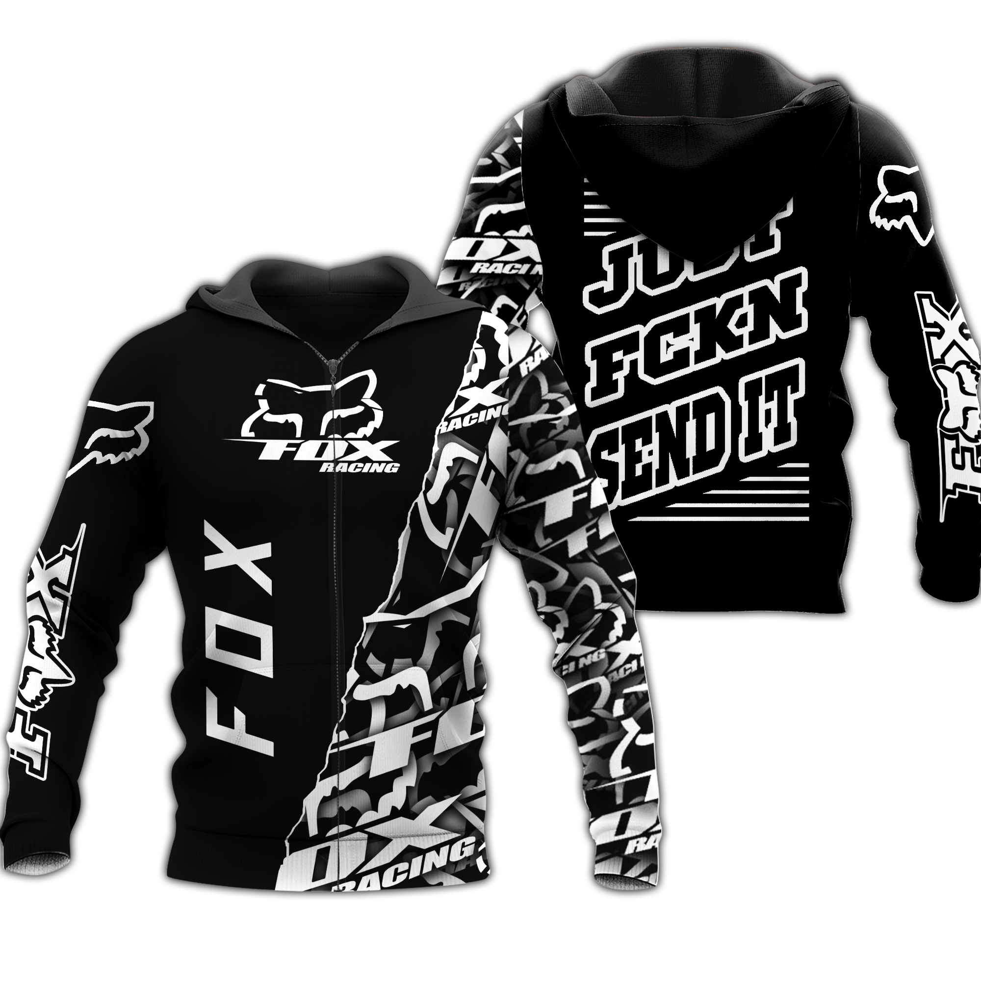 FoX RacinG Gifts Just FXKN Send It FoX RacinG Unisex Zipup Hoodie HG