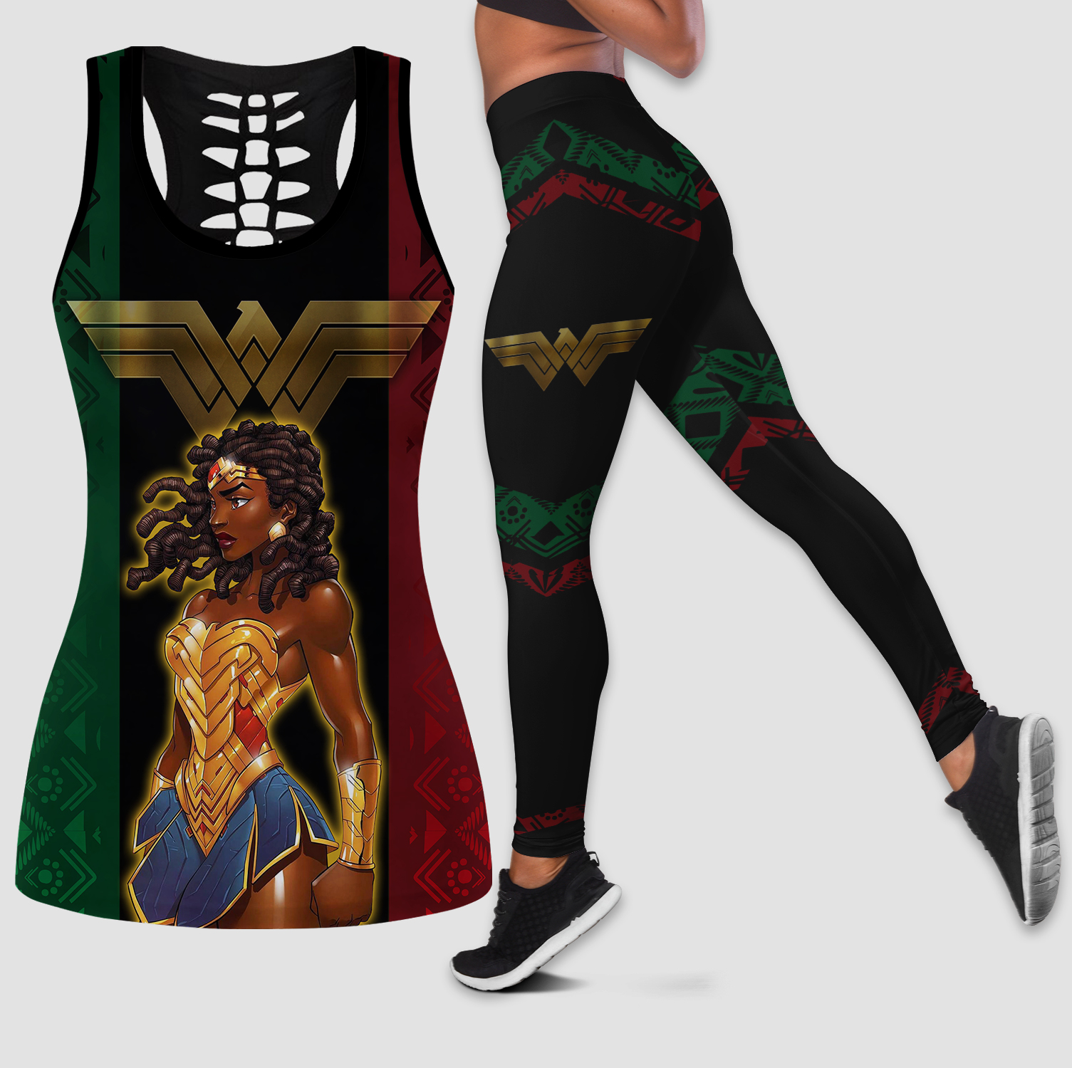Black Pride Black Wonder Woman Tank Top And Leggings Set HG