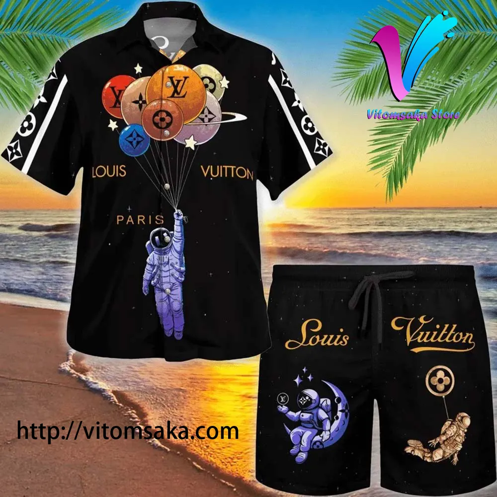 lv2 Paris Astronaut Luxury Brand Fashion hawaiian shirt and short sets HG