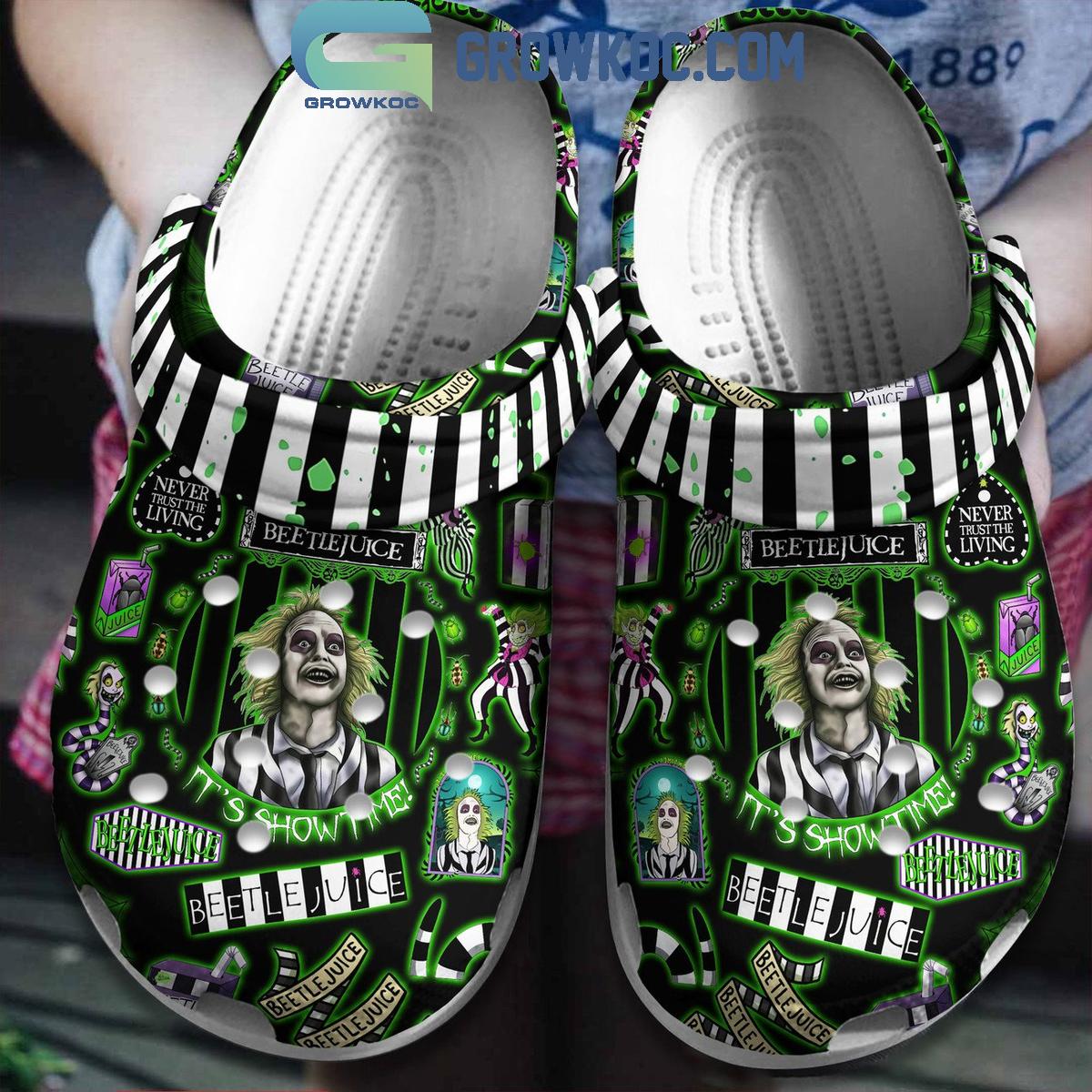 Beetlejuice It's Showtime But Don't Trust The Living Halloween Comfortable Clogs Shoes For Men Women Crocs NVA