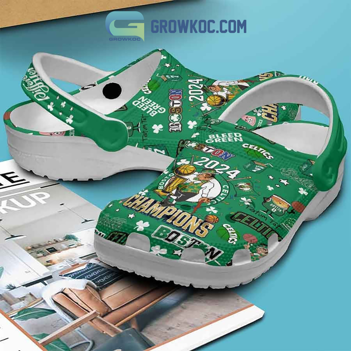 Boston Celtics NBA Finals 2024 Champions Bleed Green Clogs Crocs