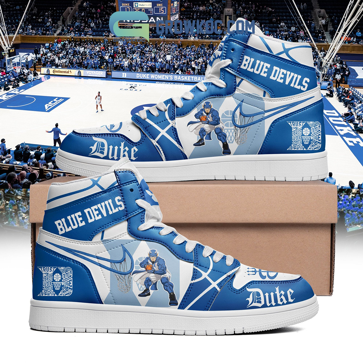 Duke Blue Devils Blue And White Design Xtra Sneaker Boot High Sneakers NVA