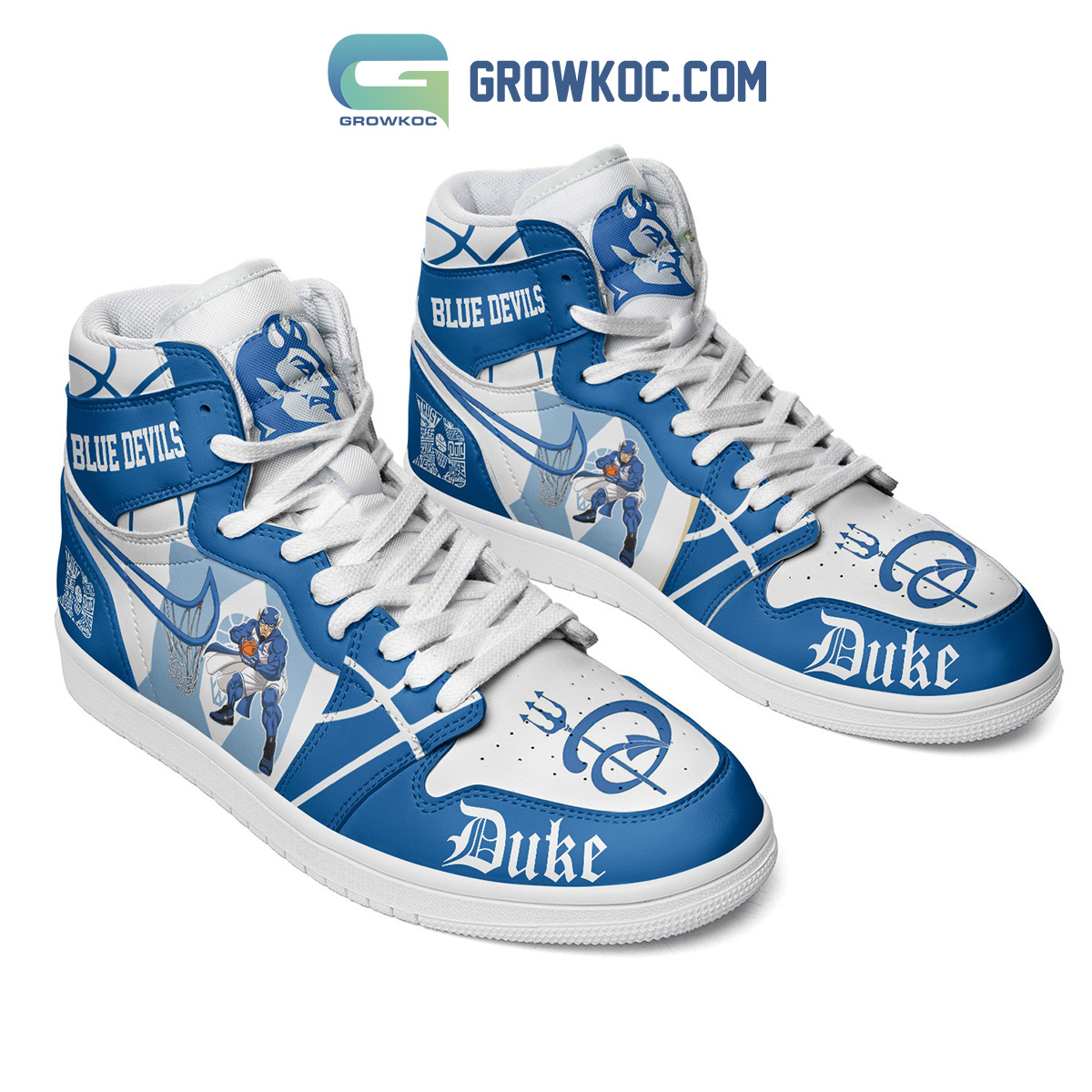 Duke Blue Devils Blue And White Design Xtra Sneaker Boot High Sneakers NVA