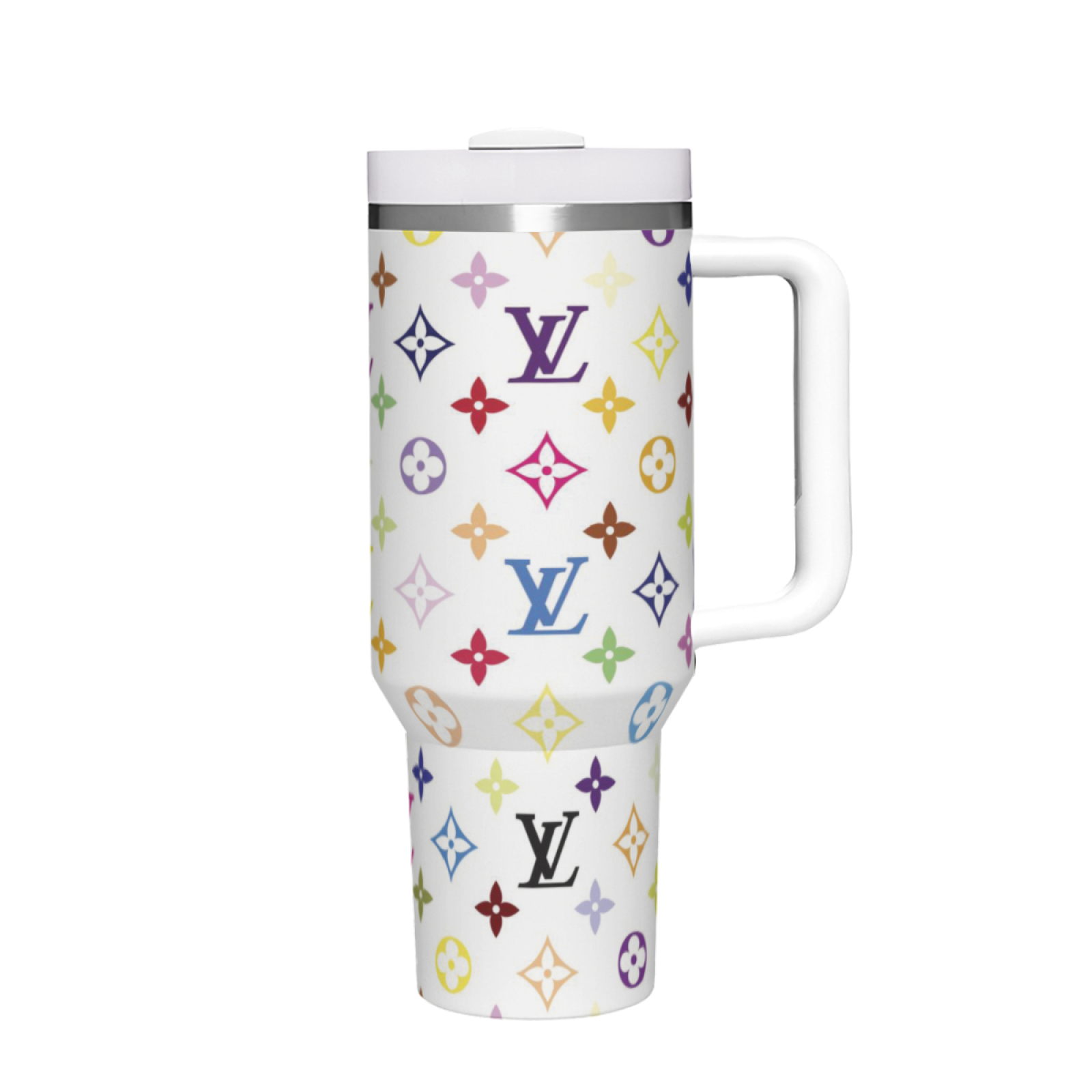 lv2 Luxury Brand Colorful Pattern Custom Logo 40oz Tumbler HG Gift for her Gift for him, Valentine Birthday Xmas Halloween Gift