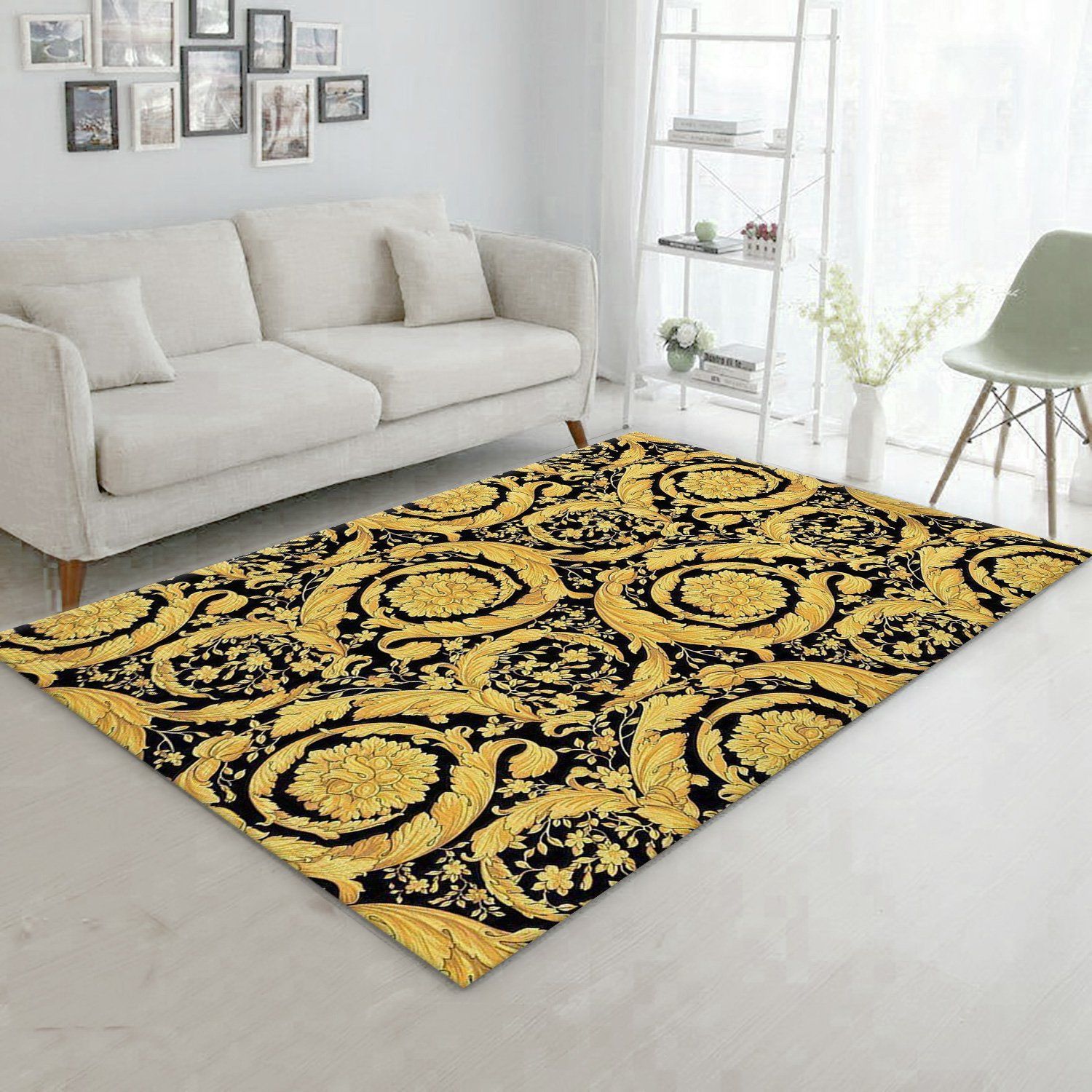 VSC Gold And Black Background Area Luxury Brand Rug HG Home Decoration