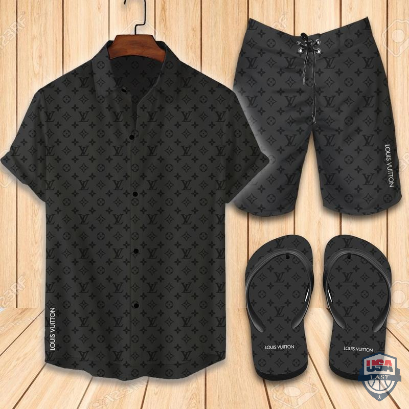 lv2 Black Hawaiian Shirt And Shorts Or Flip flops QDH