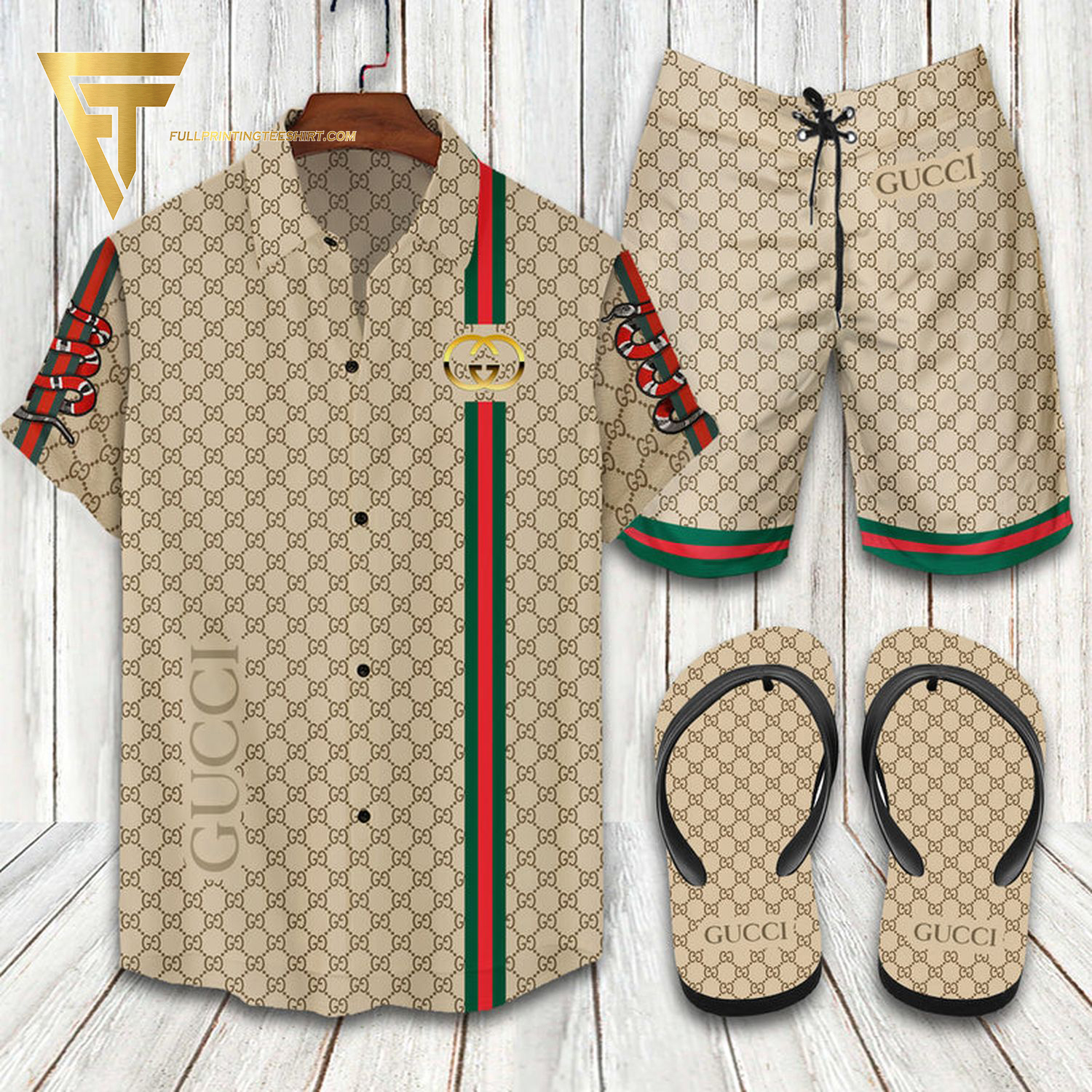 GC1 snake symbol all over print Hawaiian Shirt And Shorts Or Flip flops QDH