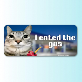 I Eated The Gas | Funny Cat Meme Sticker, Waterproof Vinyl HFN Bumper Sticker, Car Magnet & Bumper Magnet | Gen Z Unhinged Driving Gift