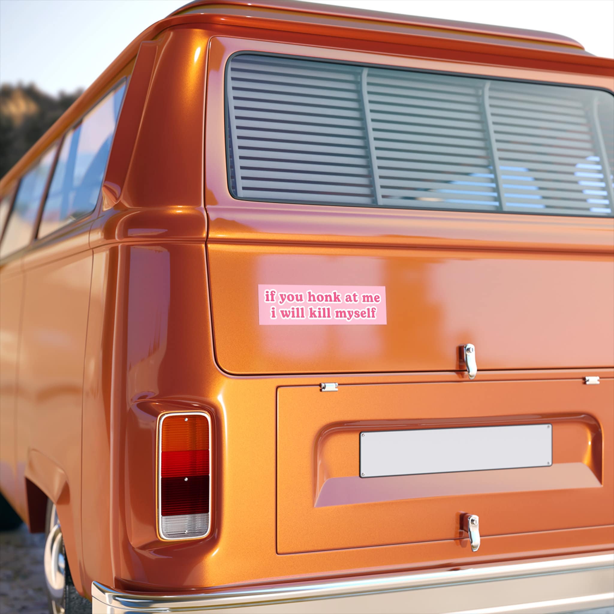 if you honk at me i will k myself | Car Bumper Sticker | Funny Meme Kms Nervous Driver Custom Pink Decal Accessory | Car Vinyl Sticker HFN