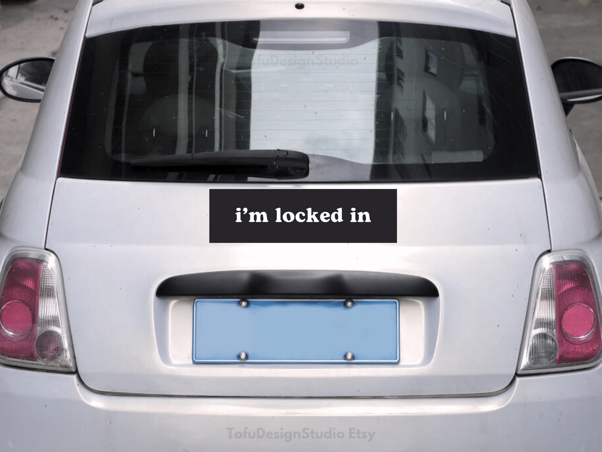 i'm locked in | Car Bumper Sticker | Funny Meme Gen Z Driving Cute Car Accessory Black and White Car Decal | Waterproof Vinyl Car Sticker HFN