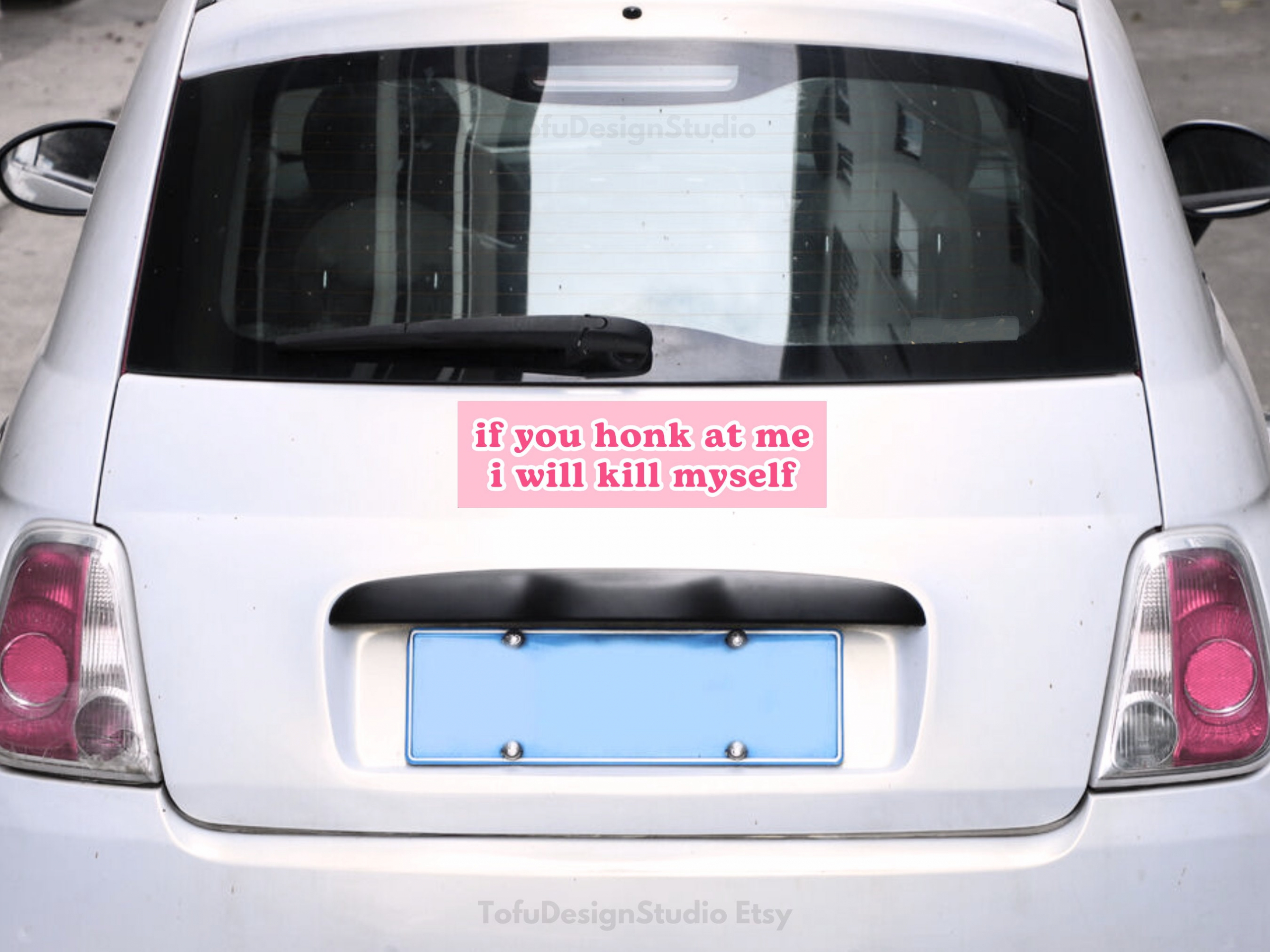 if you honk at me i will k myself | Car Bumper Sticker | Funny Meme Kms Nervous Driver Custom Pink Decal Accessory | Car Vinyl Sticker HFN