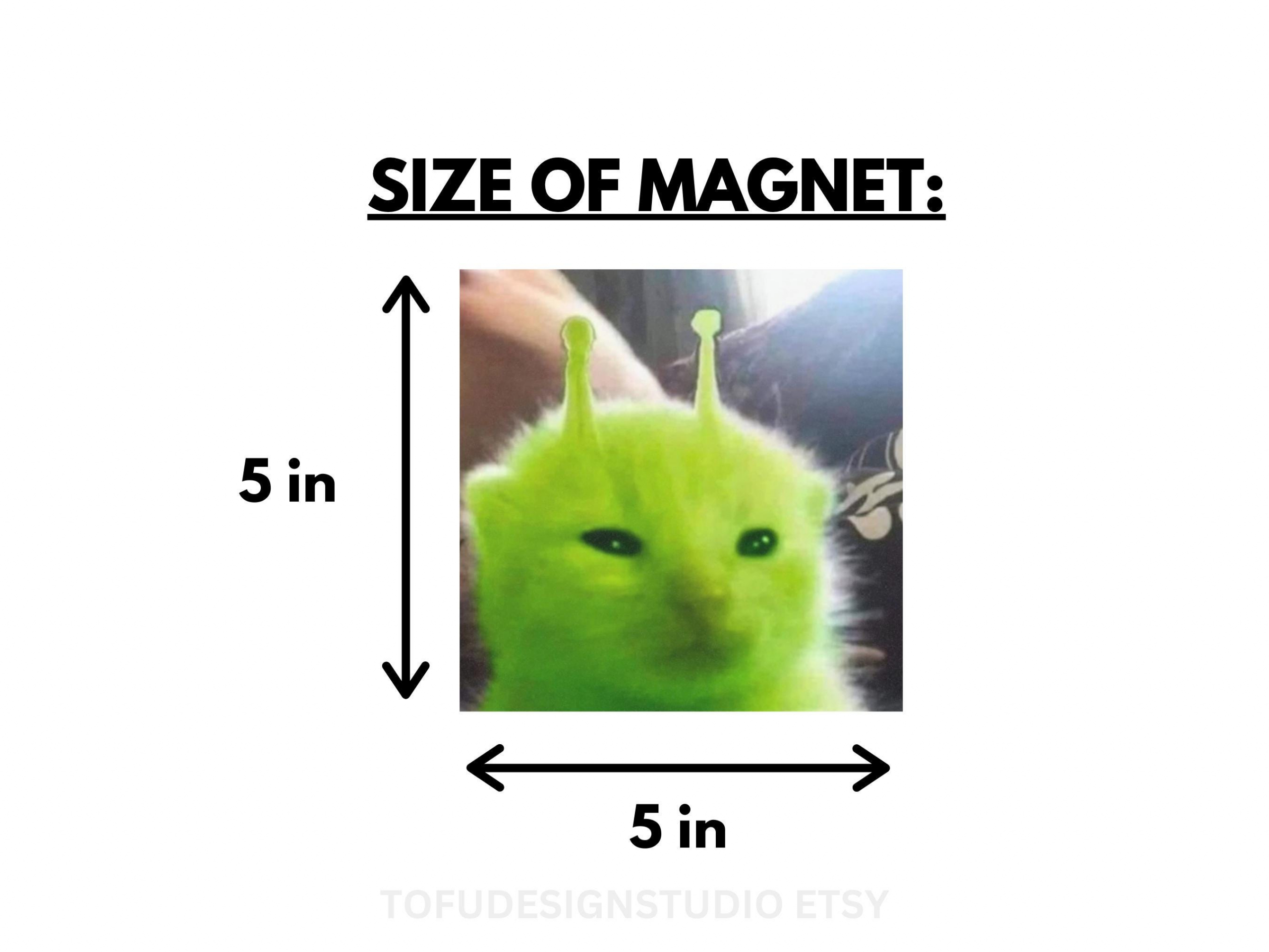 green alien cat car magnet | Funny Cat Meme Car Bumper Magnet | Cute Car Decoration Funny Weird Car Decal Car Accessory | Vinyl Car MAGNET HFN